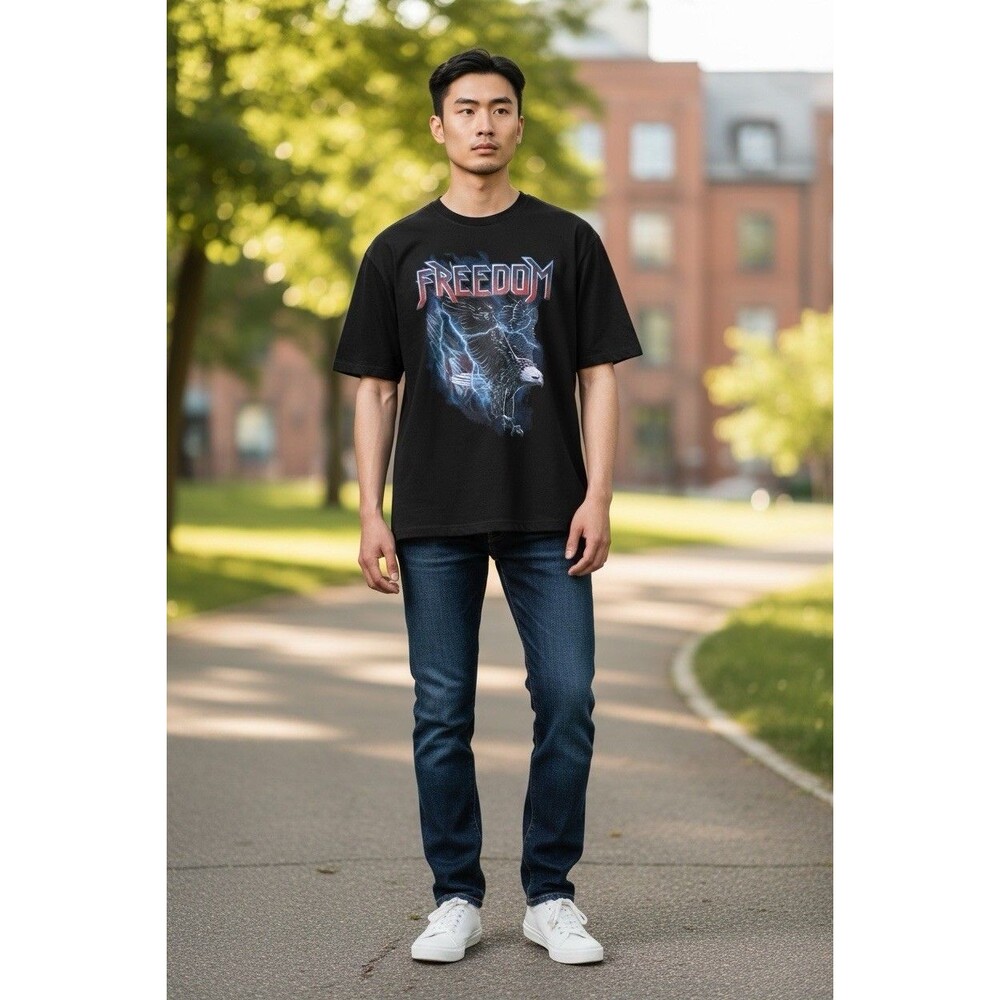 Fruit Of The Loom Freedom Graphic T-shirt Size L Patriotic American Rock Style